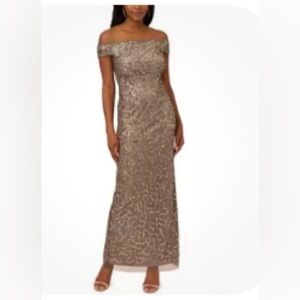 NWT Adrianna Papell Studio Off the Shoulder Sequin dress 8